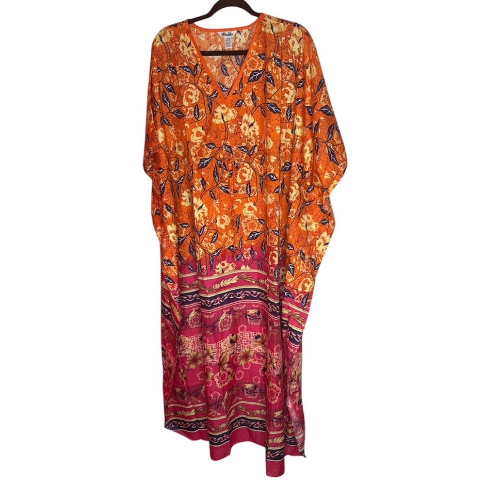 Winlar Orange Pink Mix Drawstring S-4XL Kaftan NWT